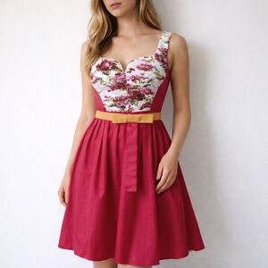 Antonio Marras Floral Fit and Flare Dress Pink‎ Size 44 US 8